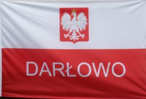 Flaga Polski z napisem
